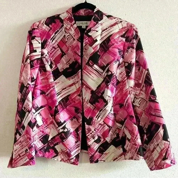 Jones Studio Jackets & Blazers - Jones Studio Bright Pink White and Black Deco Art Jacket Size 14W